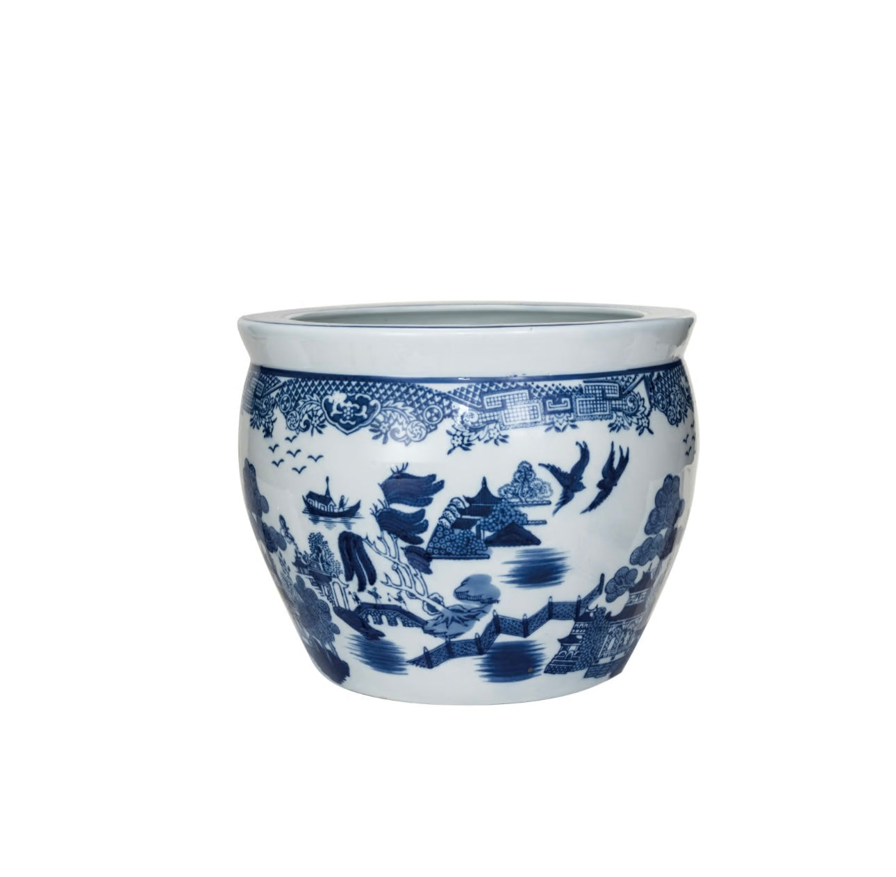 Hand-Painted Stoneware Planter