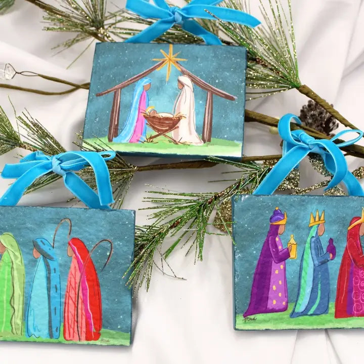 Religious Block Art Ornaments, 3 Styles