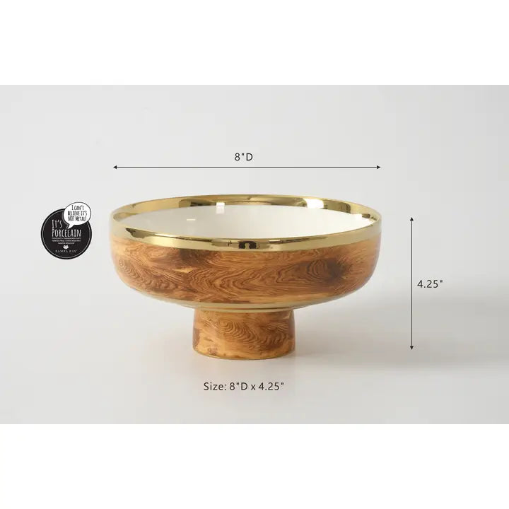 Madera Gold & Wood Footed Bowl- 2 Sizes