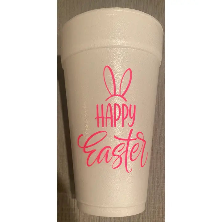 20oz. Pink Happy Easter Styrofoam Cups