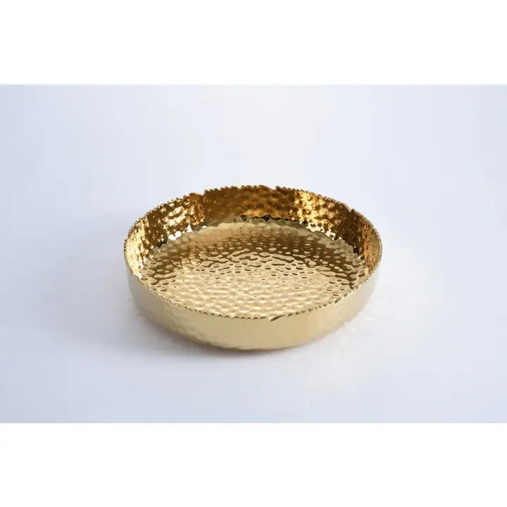 Hammered Gold Extra Large Shallow Bowl