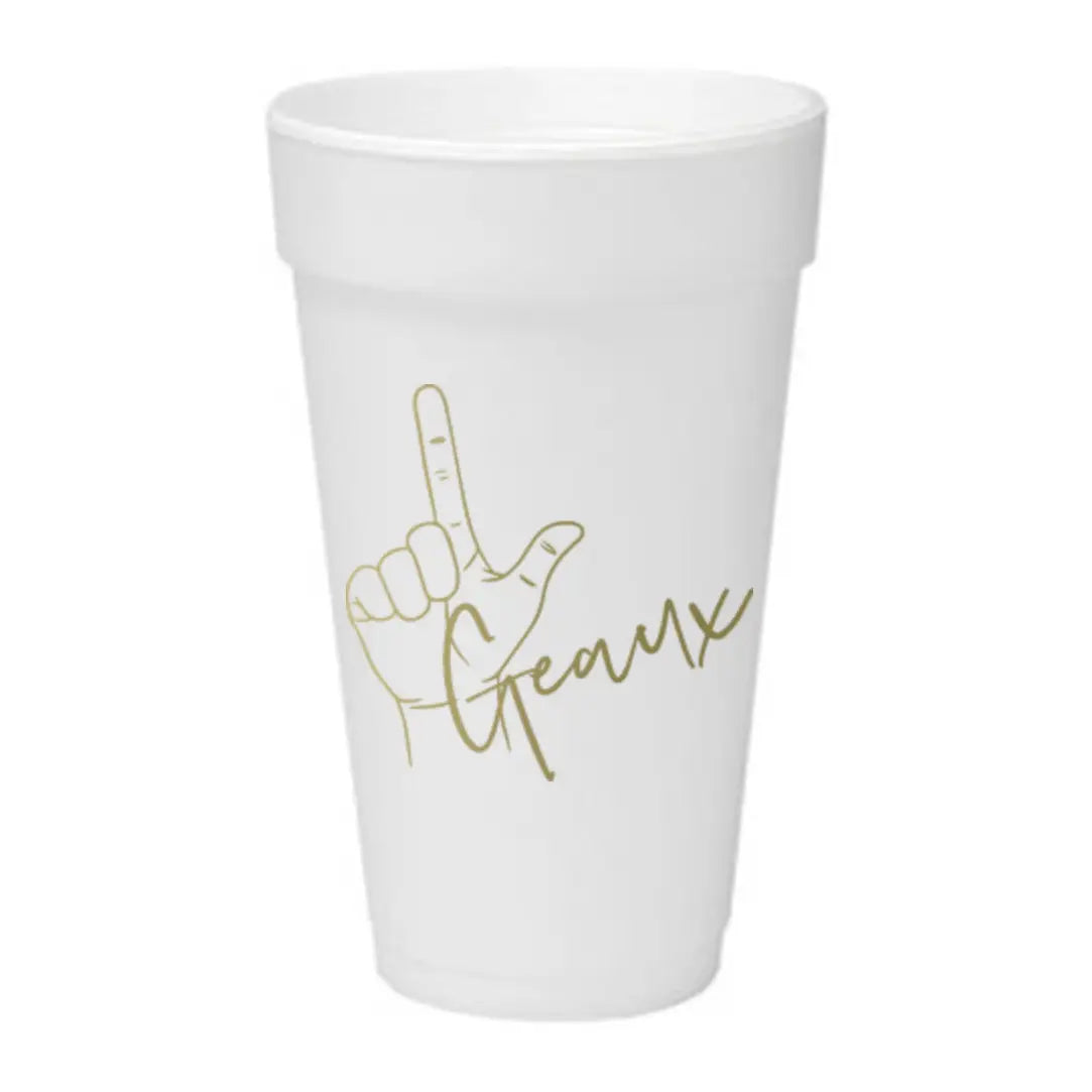 Gold Geaux Styrofoam Cups