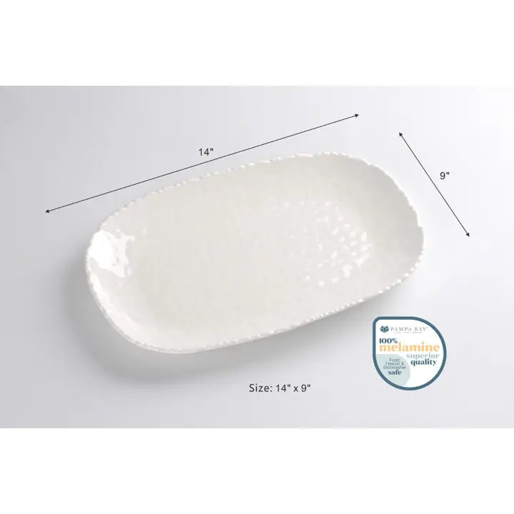 Melamine White Wavy Medium Serving Platter