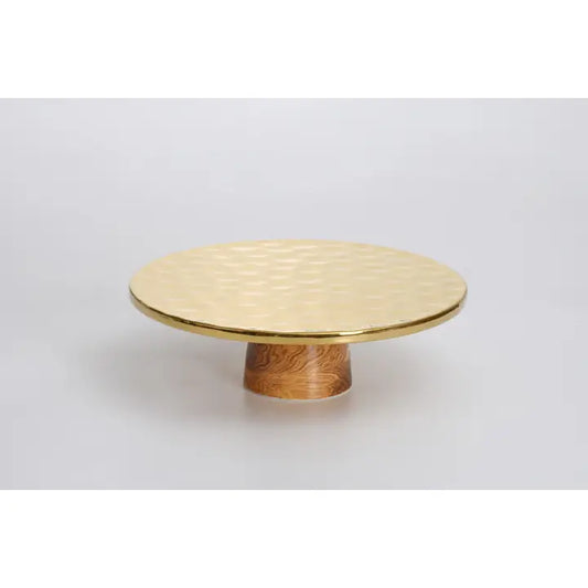 Madera Wood & Gold Cake Stand