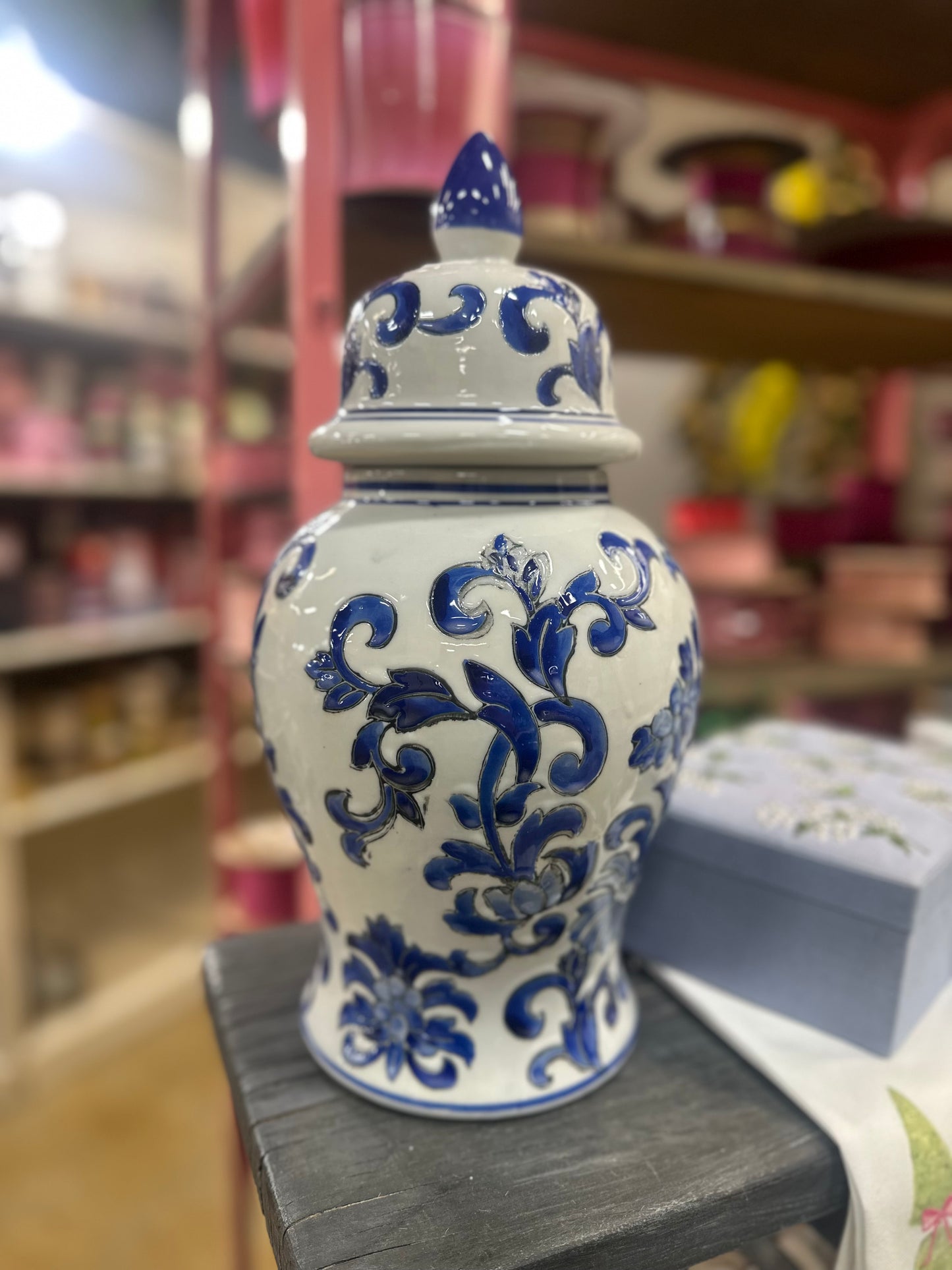Galt Blue & White Chinoiserie Ceramic Jar