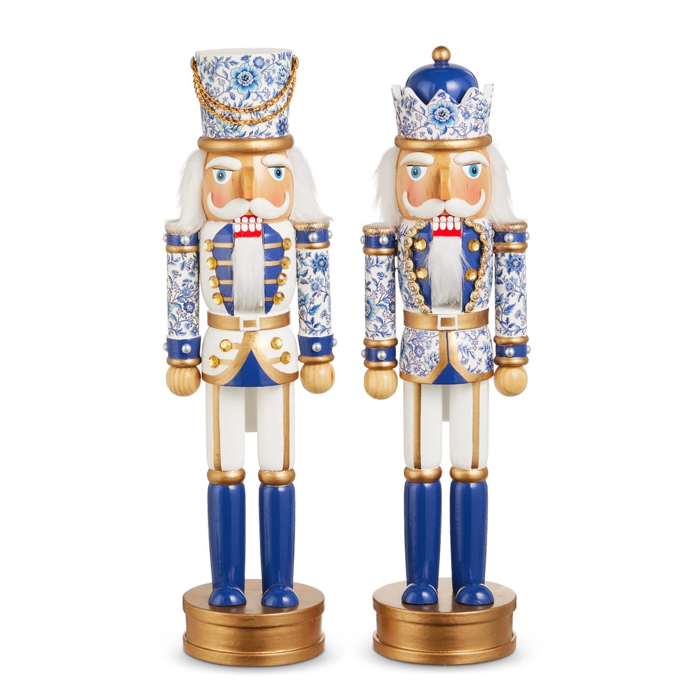 14.75" Blue & White Chinoiserie Nutcracker, 2 Styles