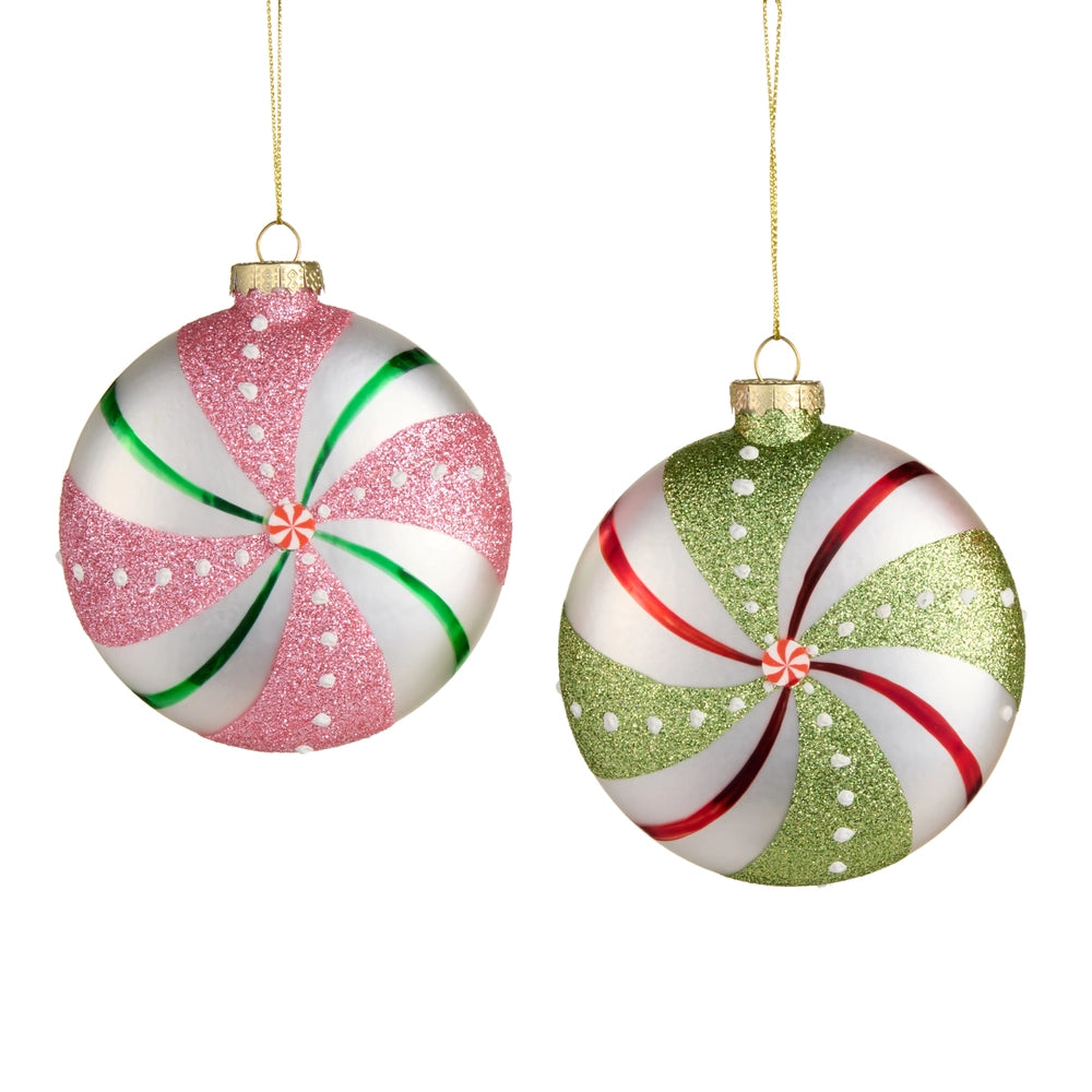 4" Peppermint Ornaments, 2 Colors