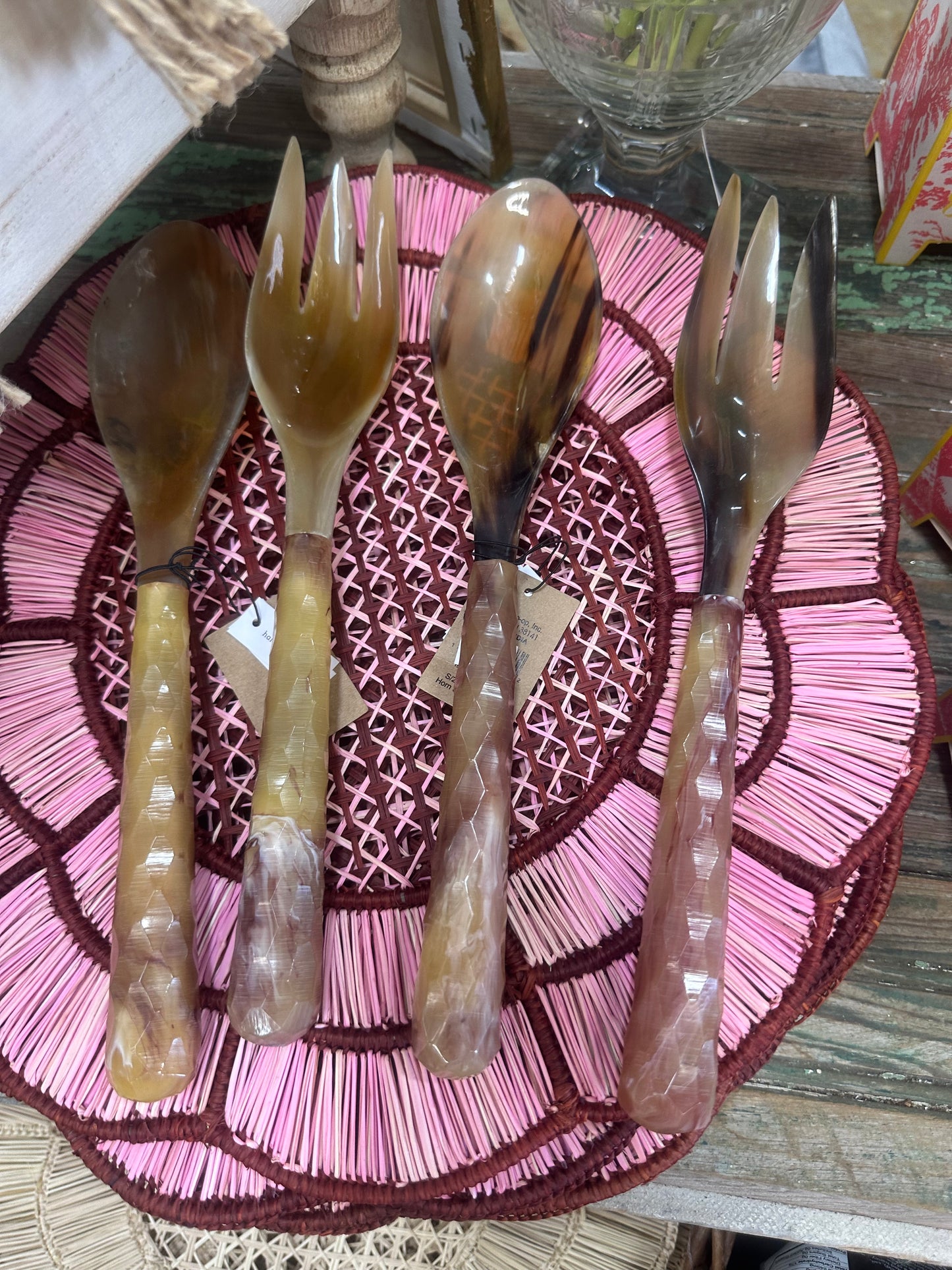 Natural Horn Salad Servers, Set of 2