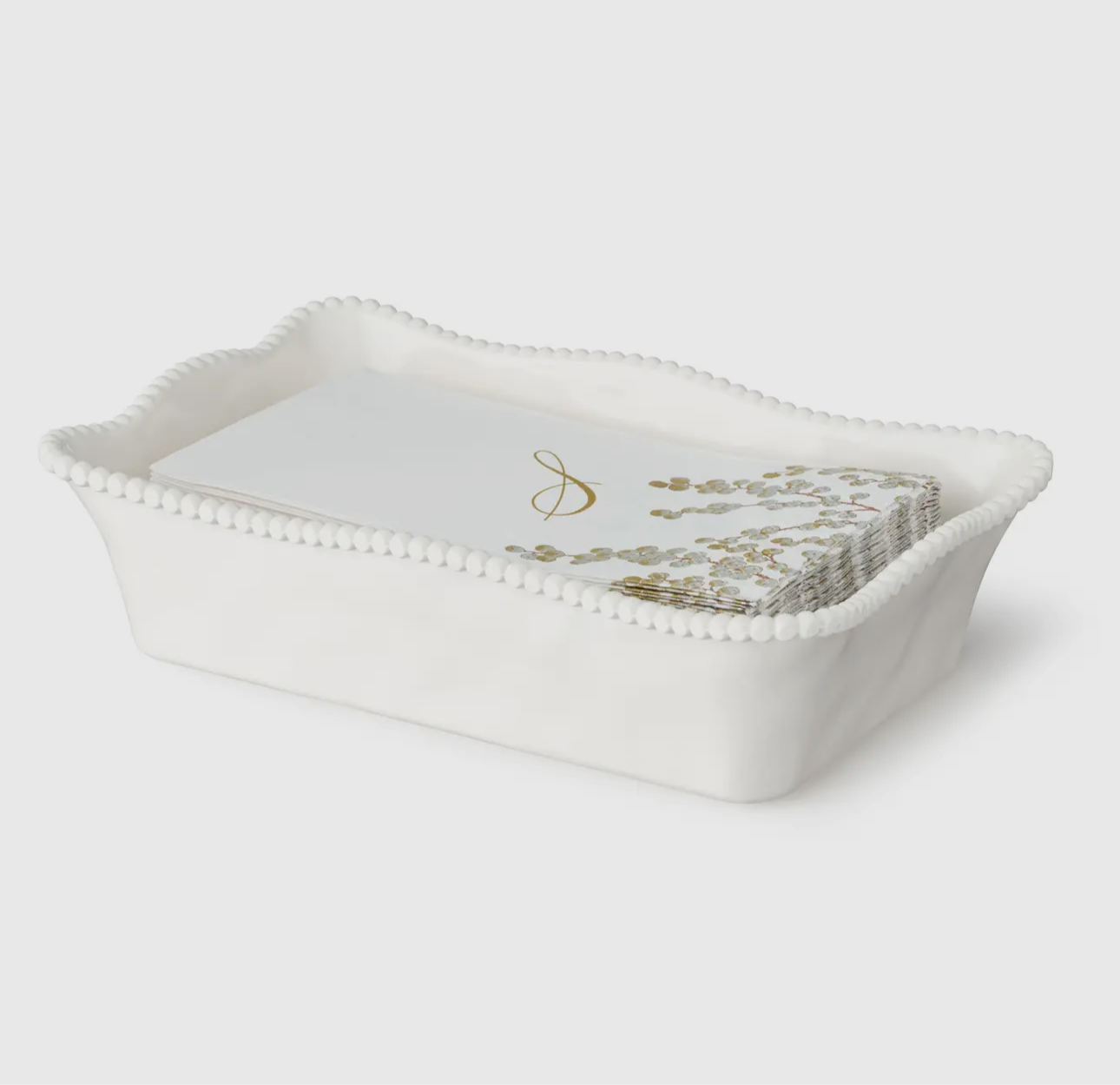 Perlette Cream Melamine Beaded Napkin Holder- 2 Sizes