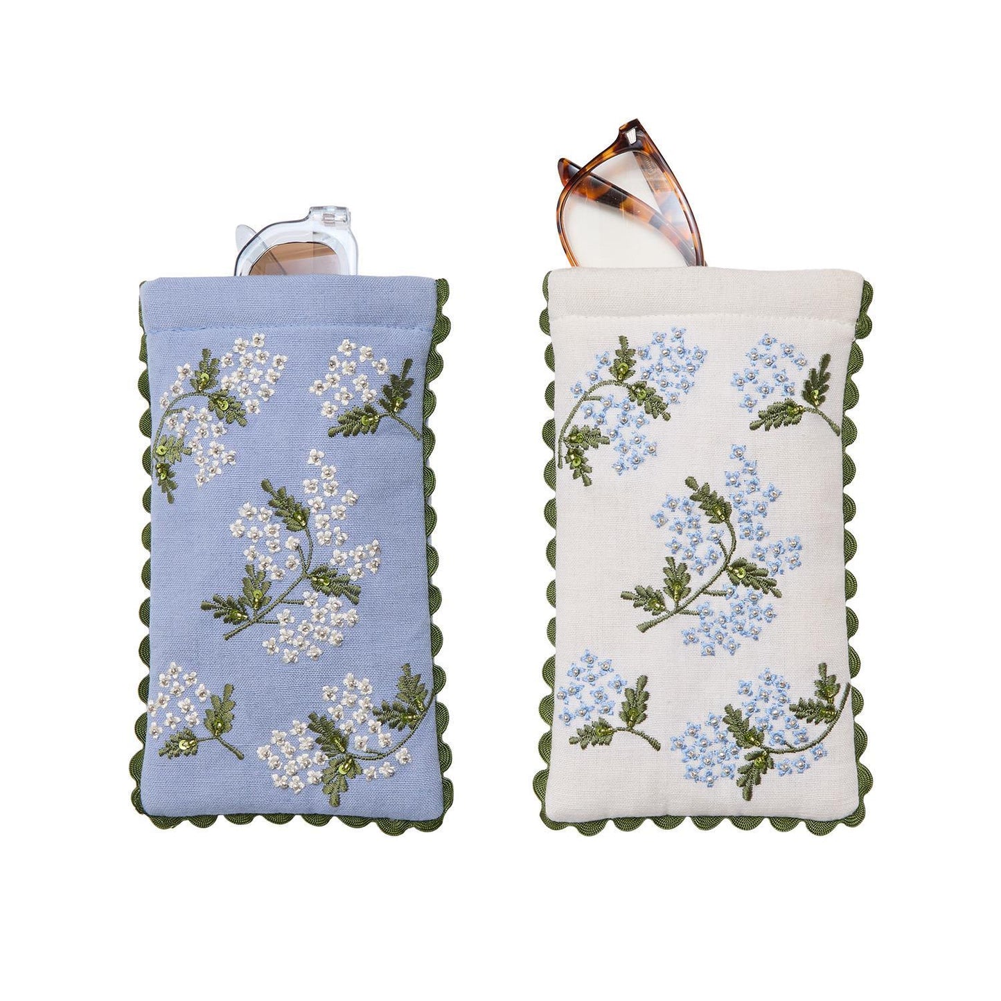 Hydrangea Embroidered and Embellished Multipurpose Eyeglass Holder