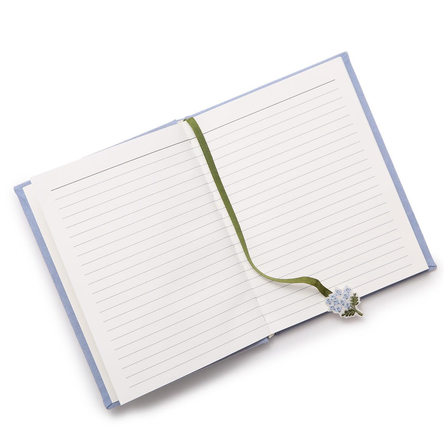 Hydrangea Embroidered and Embellished Linen Fabric Journal Assorted 2 Color: White and Blue