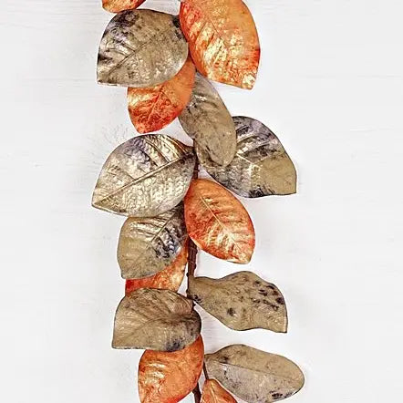5ft Metallic Brushed Magnolia Leaf Garland