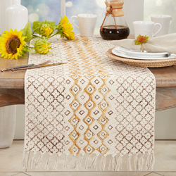Geometrical Embroidered Block Print Runner