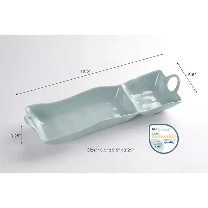Melamine Aqua Chip & Dip Server