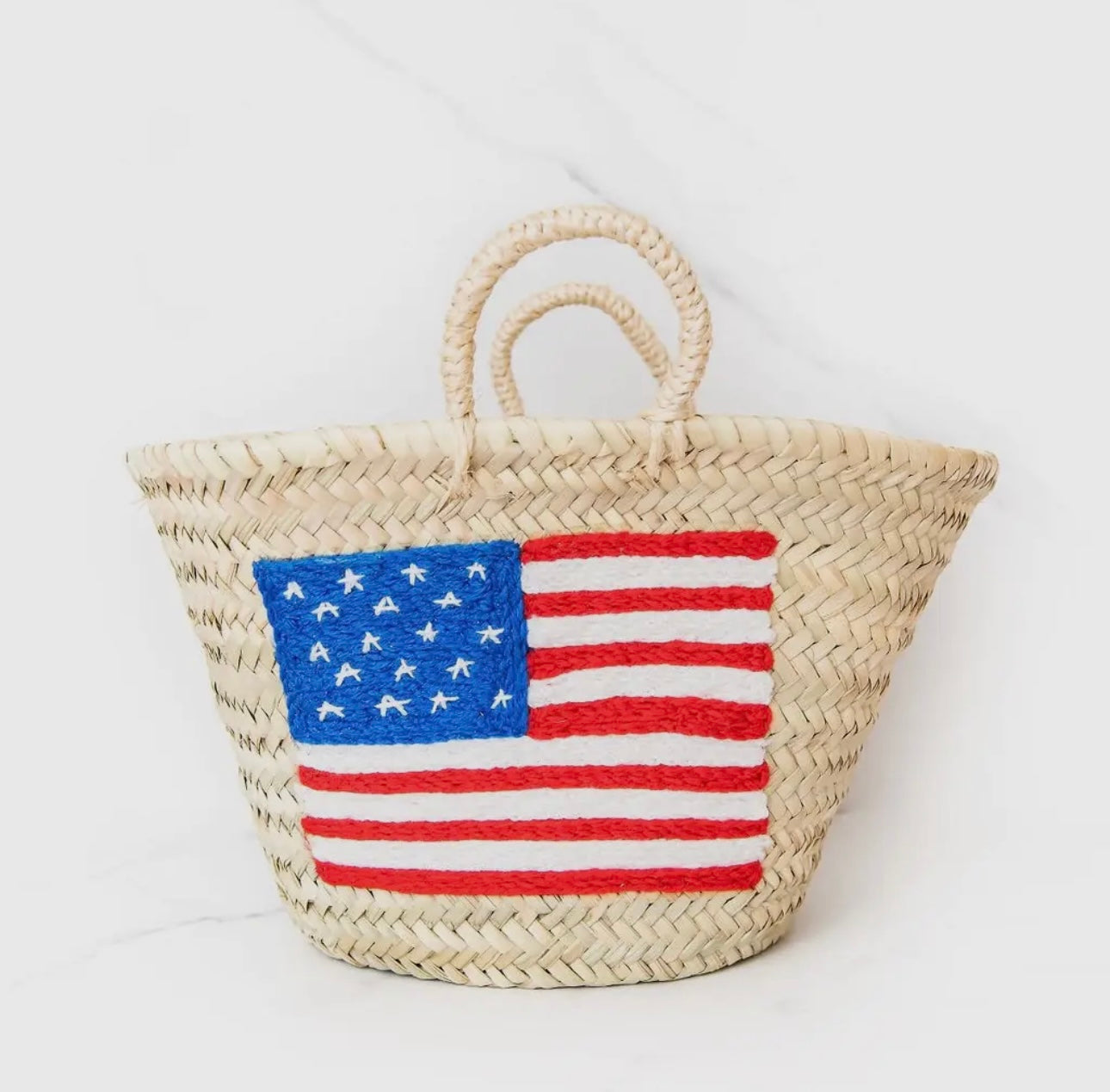 Hand Embroidered Straw Tote Bag