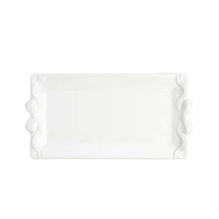 12x6.5" White Bow Embossed Rectangle Platter