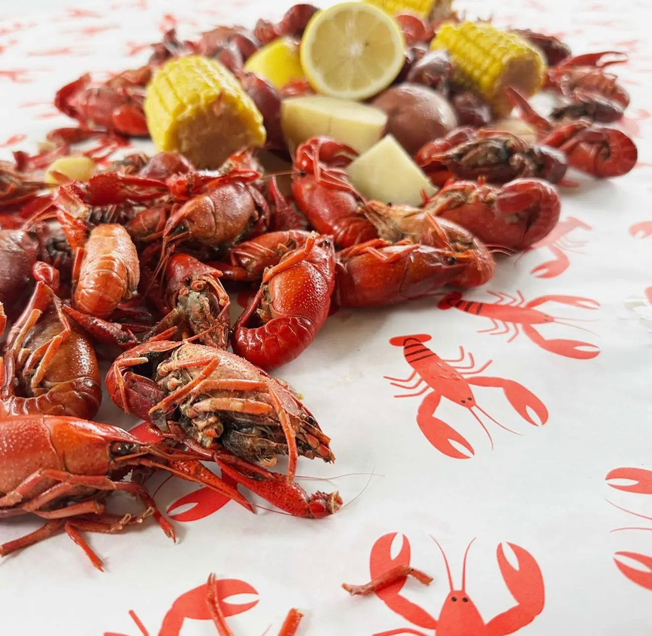 Crawfish Boil Wax-Backed Paper Table Cover-32’