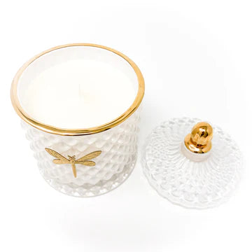 Dragonfly White Bella Candle- Whitewood & Saffron