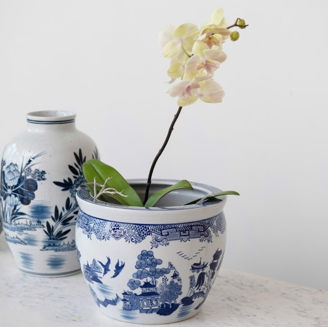 Hand-Painted Stoneware Planter