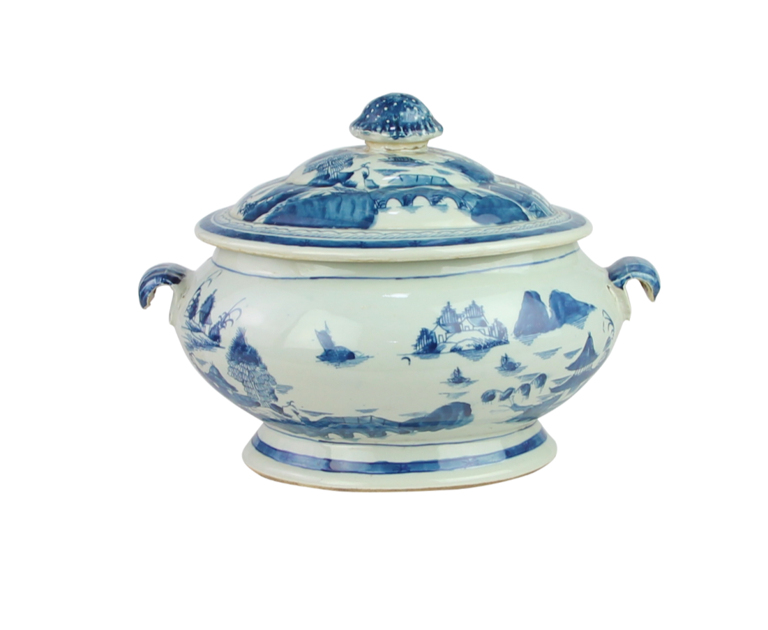 WN Blue & White Container w/ Lid
