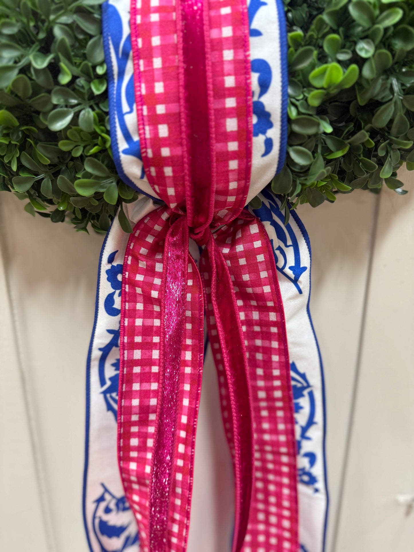 Blue & White Gingham Ribbon Sash