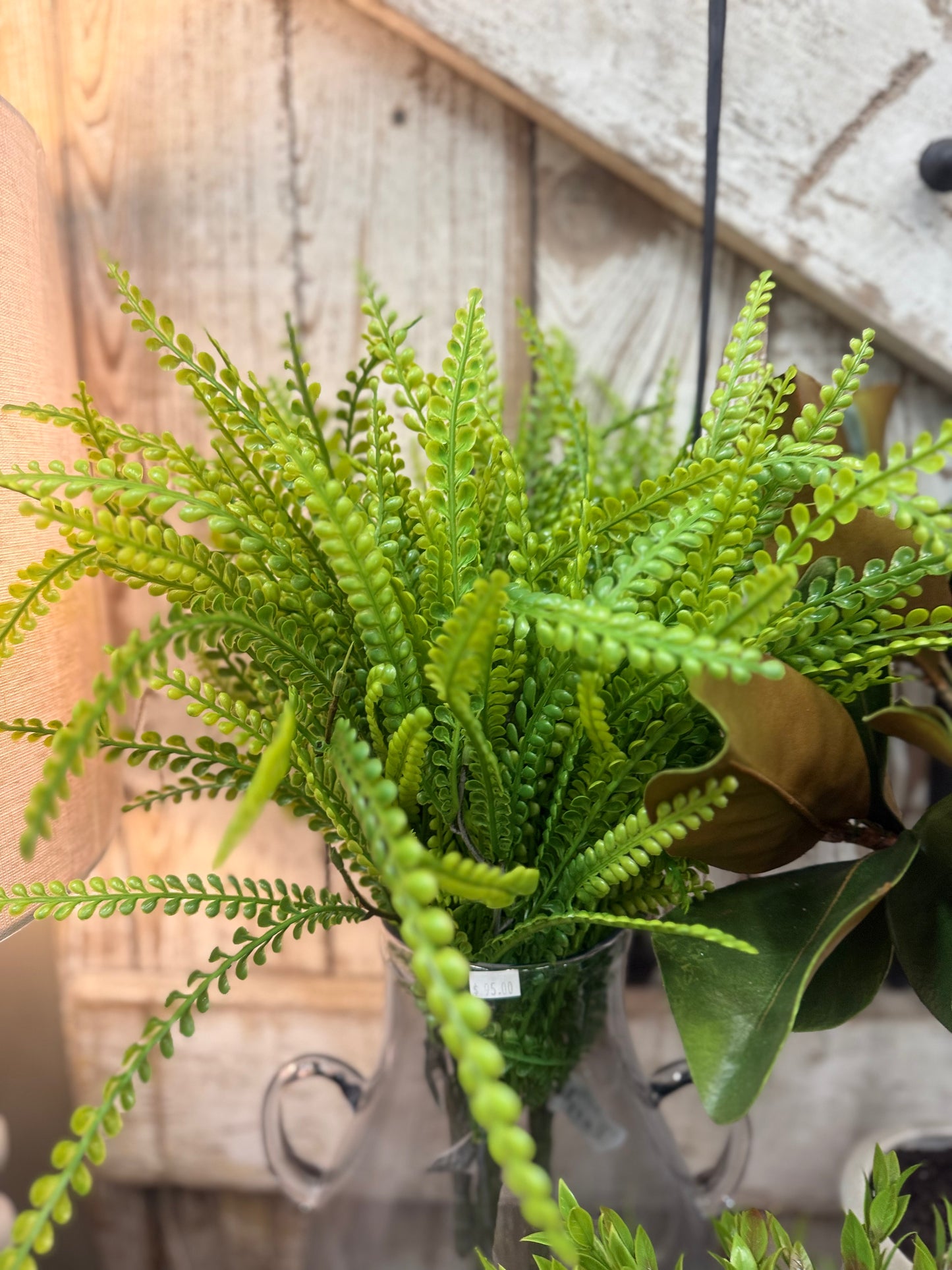 20" Soft Button Fern Bush
