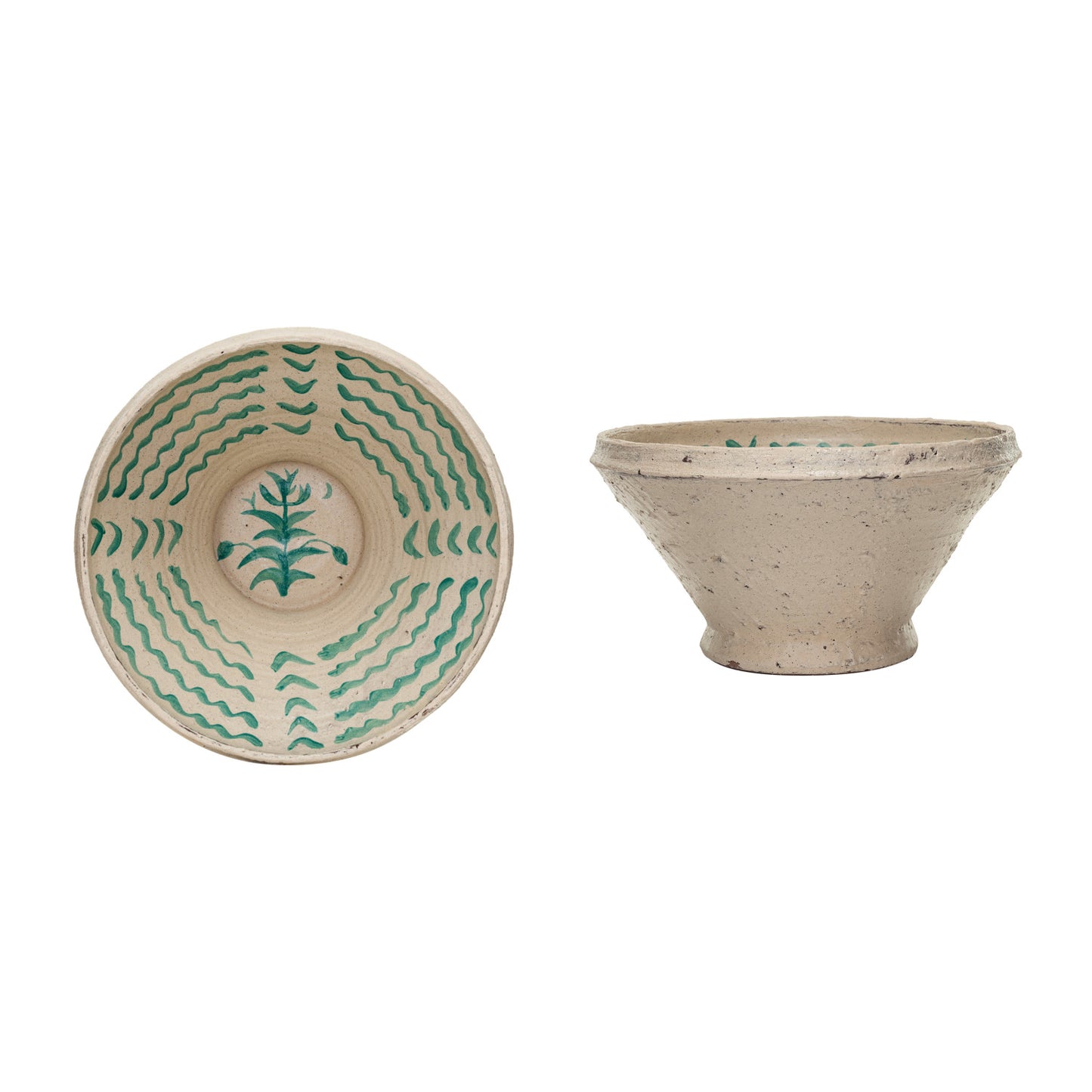Decorative Hand-Painted Terra-cotta Bowl w/ Pattern