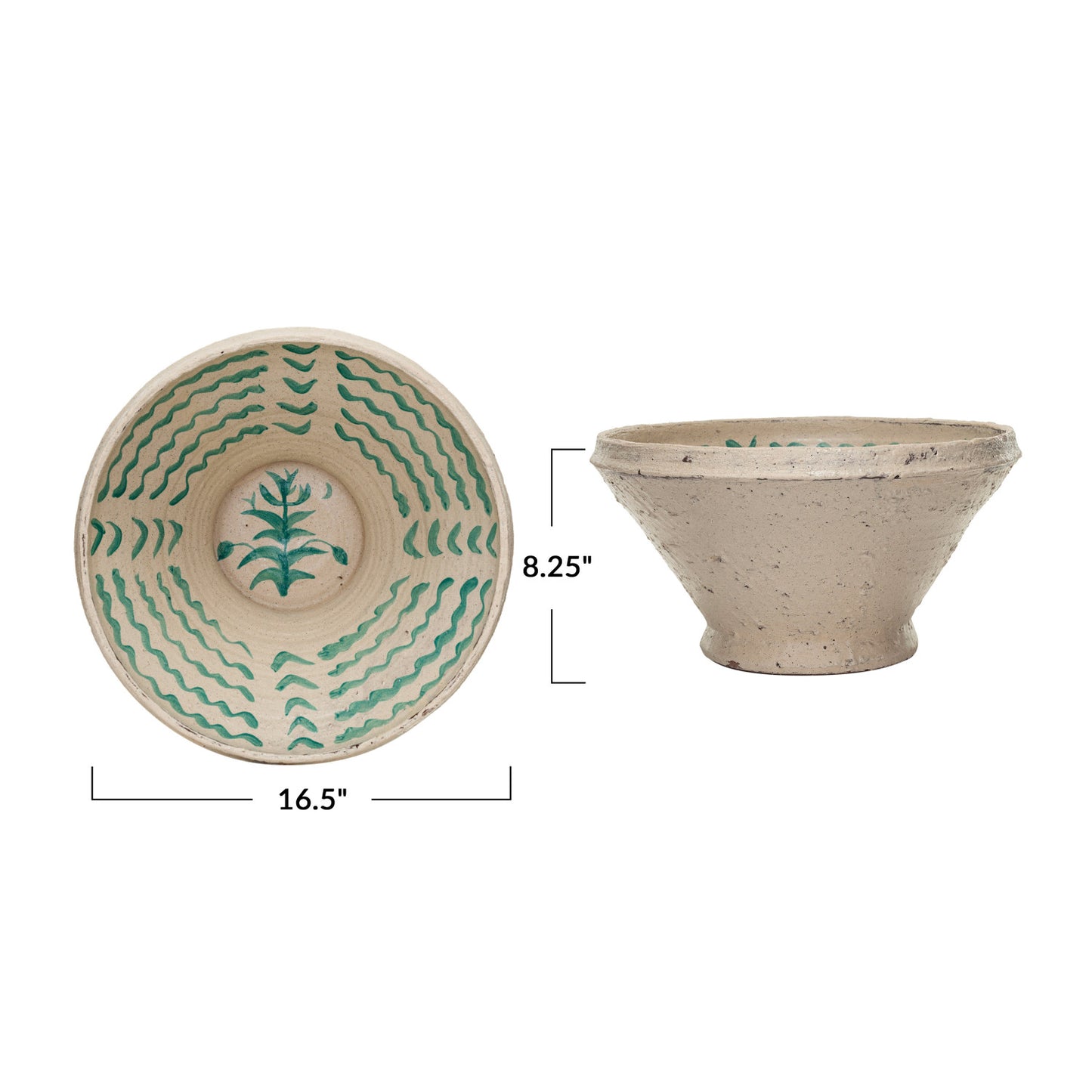 Decorative Hand-Painted Terra-cotta Bowl w/ Pattern