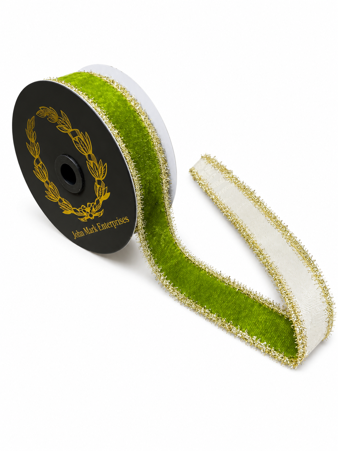 JME Velvet Apple Metallic Dupion Tinsel Edge-1”x10YD