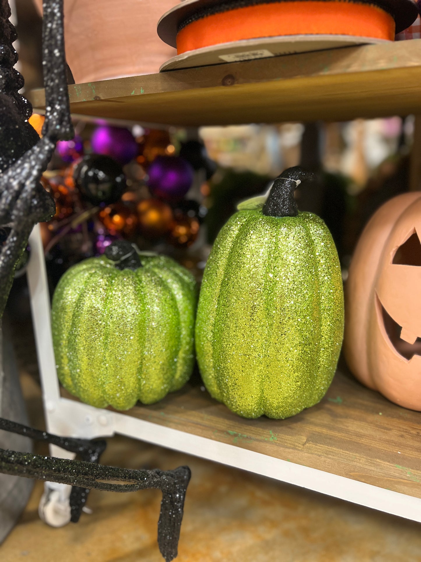 Green Glitter Pumpkin-2 Sizes