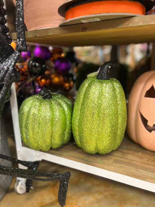 Green Glitter Pumpkin-2 Sizes