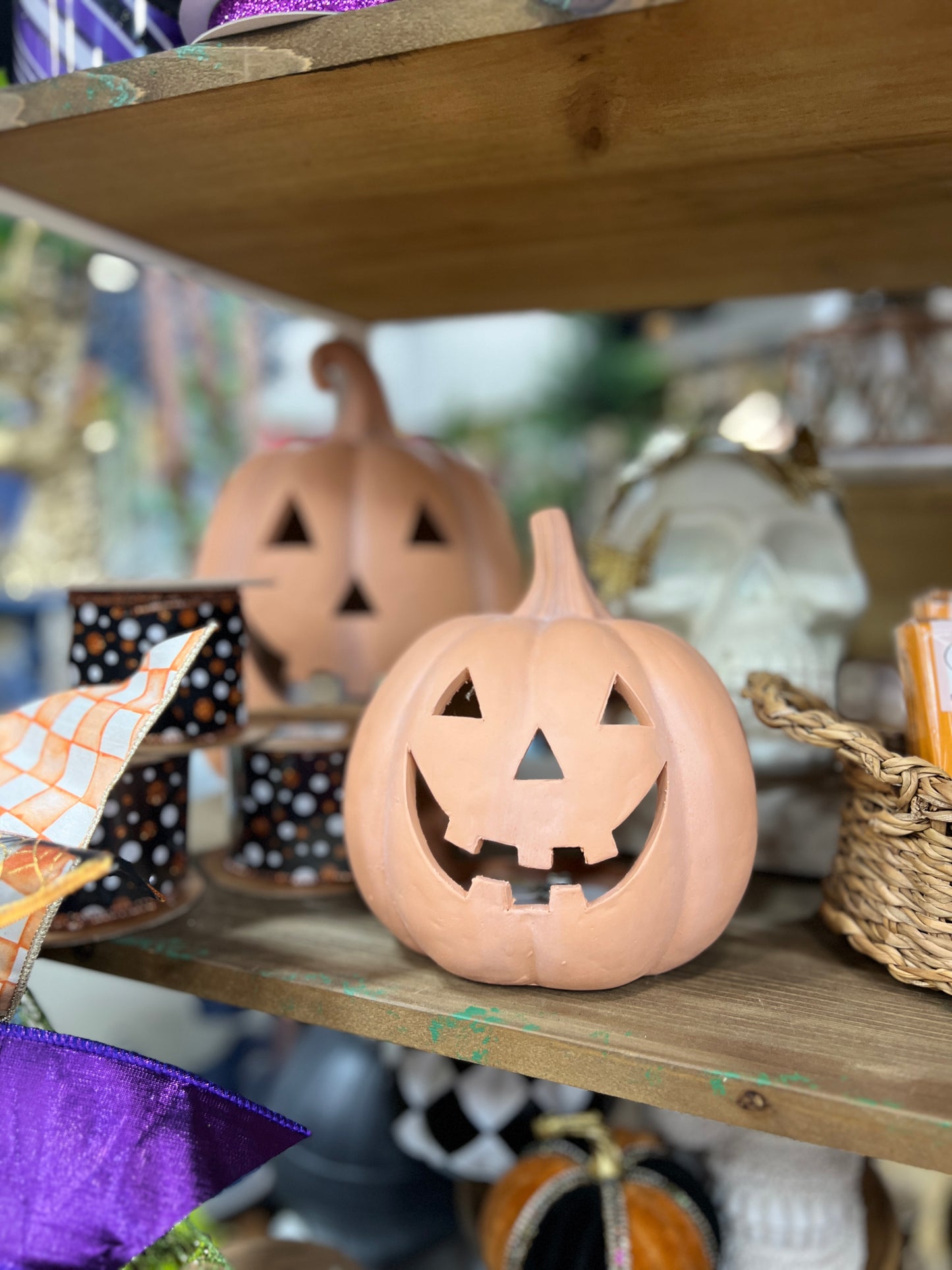 Terra Cotta Led Pumpkin