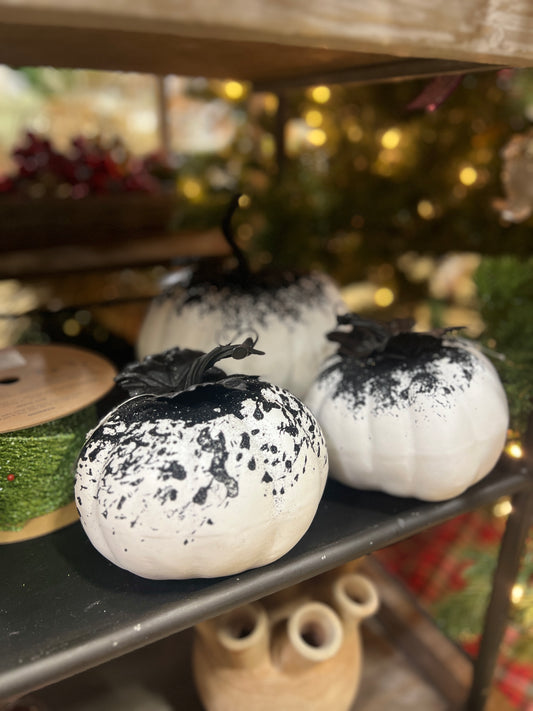 Black and White Splatter Sparkle Pumpkin