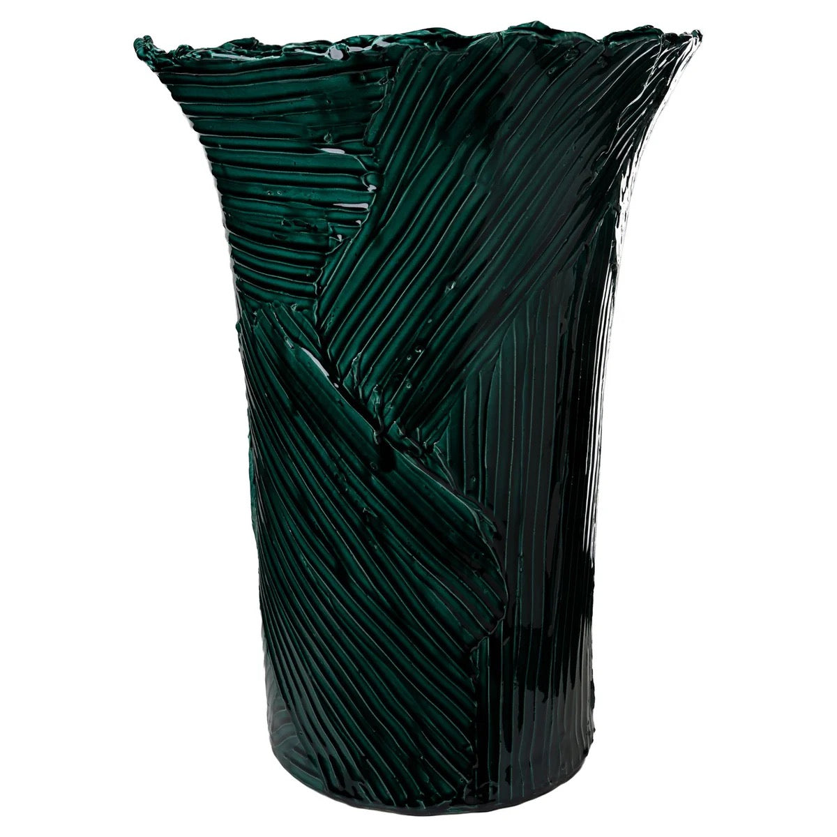 Textured Vase, Large, Emerald Green