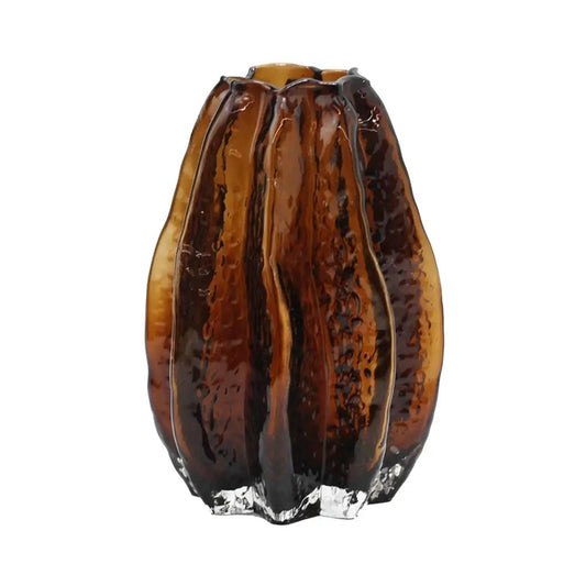 Textured Starfruit Glass Vase w/ Amber Finish