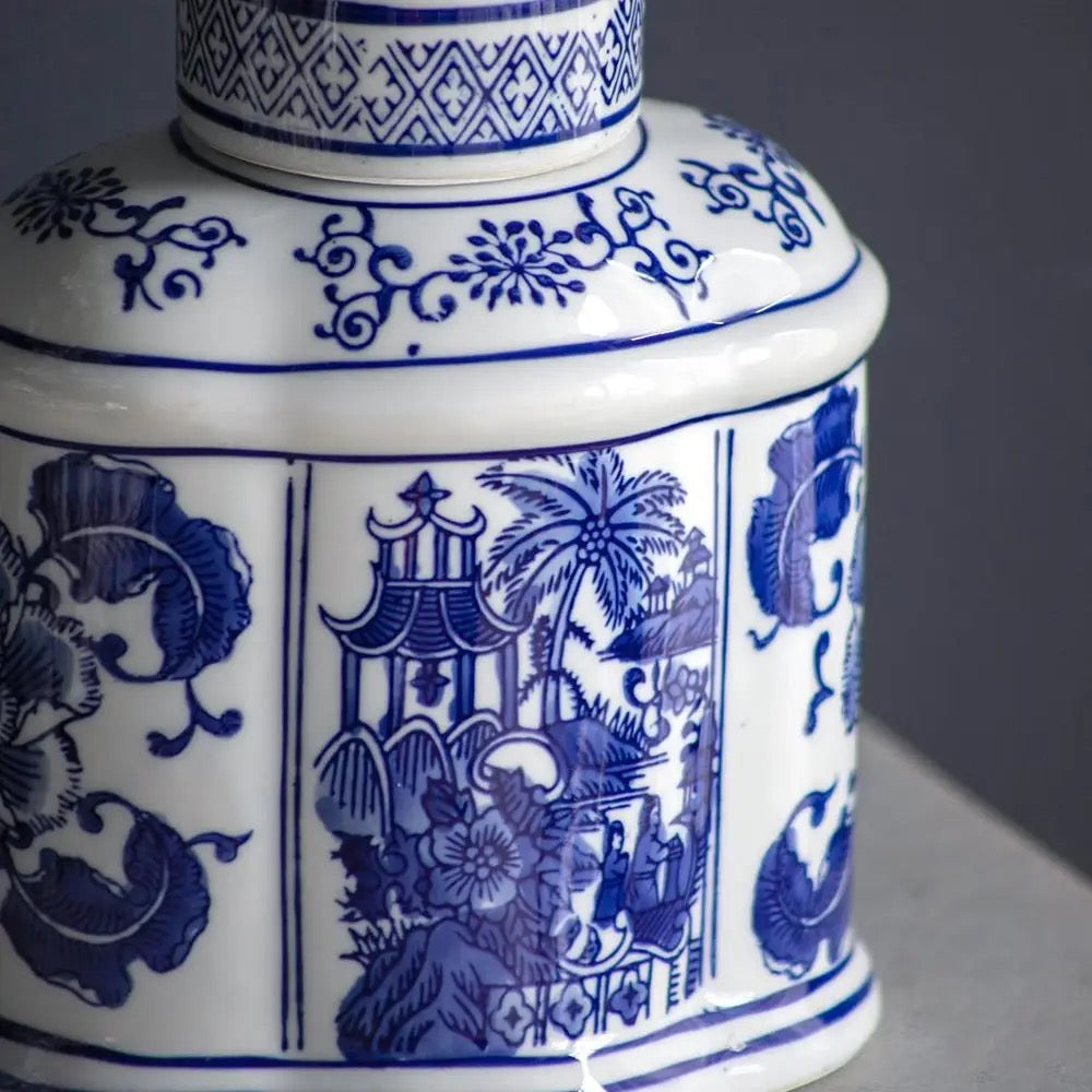 Oval Porcelain Jars - Blue and White