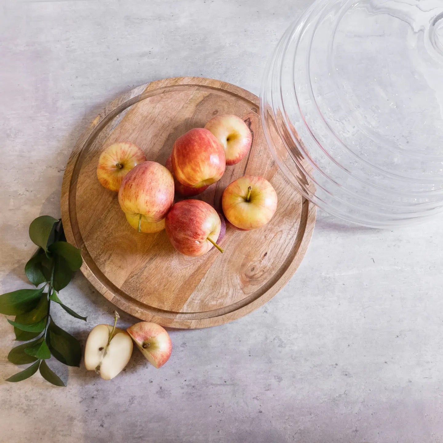 Mango Wood & Glass Round Hive Food Dome/Plate