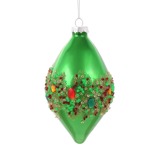 Shiny Beaded Finial Ornament