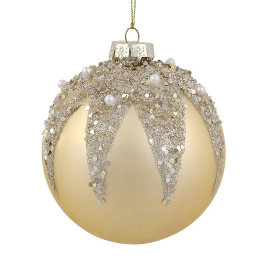Glitter Beaded Pearl Ball Ornament