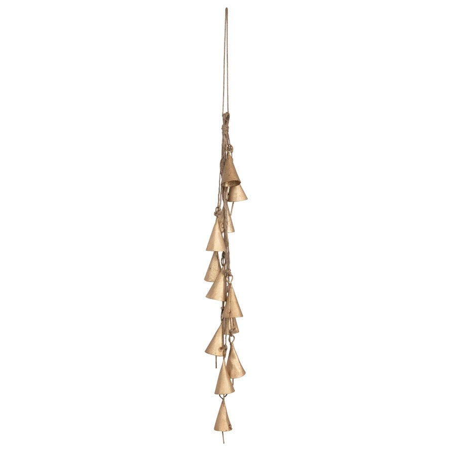 12-1/2" Hanging Bell Cluster & Jute Rope