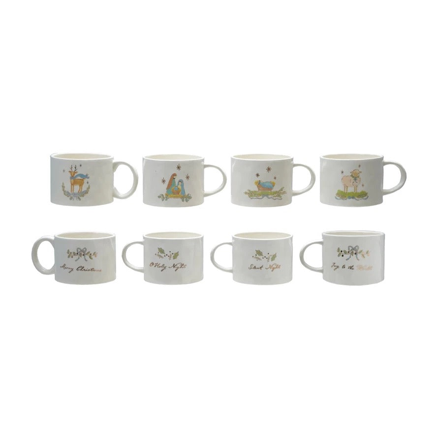 14 oz. Christmas Stoneware Mug, 4 Styles
