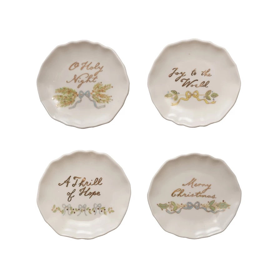 Christmas Stoneware Scalloped Plate, 4 Styles