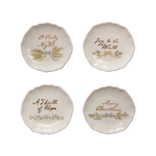Christmas Stoneware Scalloped Plate, 4 Styles