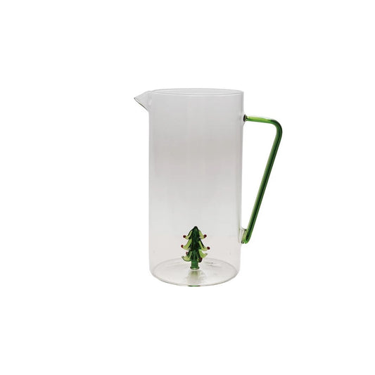 3 QT. Blown Glass Pitcher w/ Tree Detail