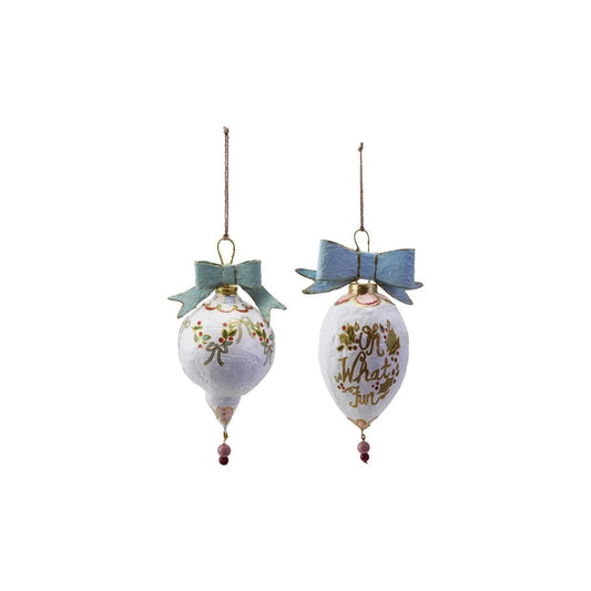 Hand-Painted Paper Mache Ornament, 2 Styles