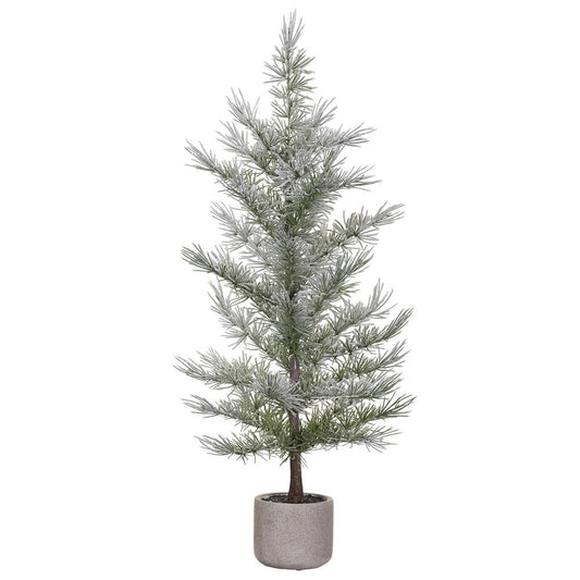 33" Snowed Pine Tree in Cement Pot