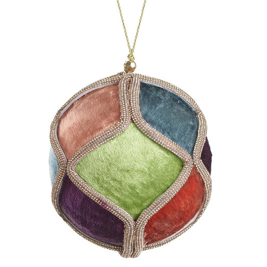 5" Jewel Trim Velvet Ball Ornament