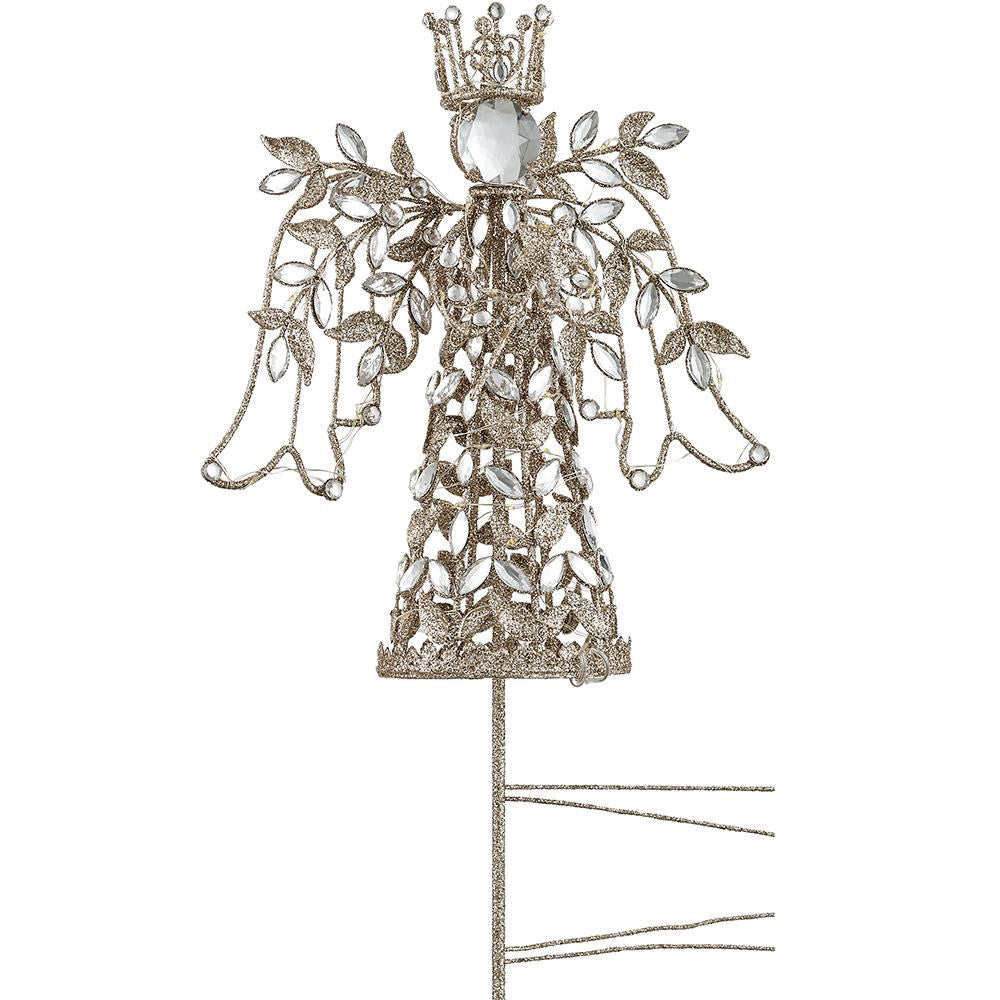 18" Glittered Rhinestone Angel Tree Topper W/ Light