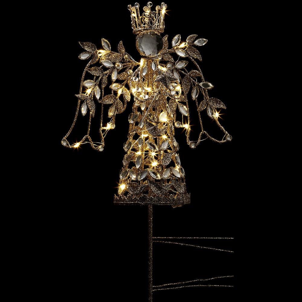 18" Glittered Rhinestone Angel Tree Topper W/ Light