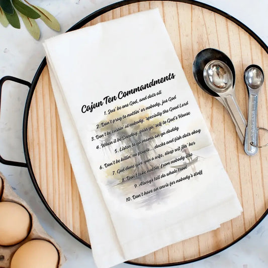 27"X27" Cajun Ten Commandments Kitchen Towel